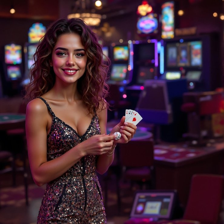 Live dealer blackjack table with multiple players and cards